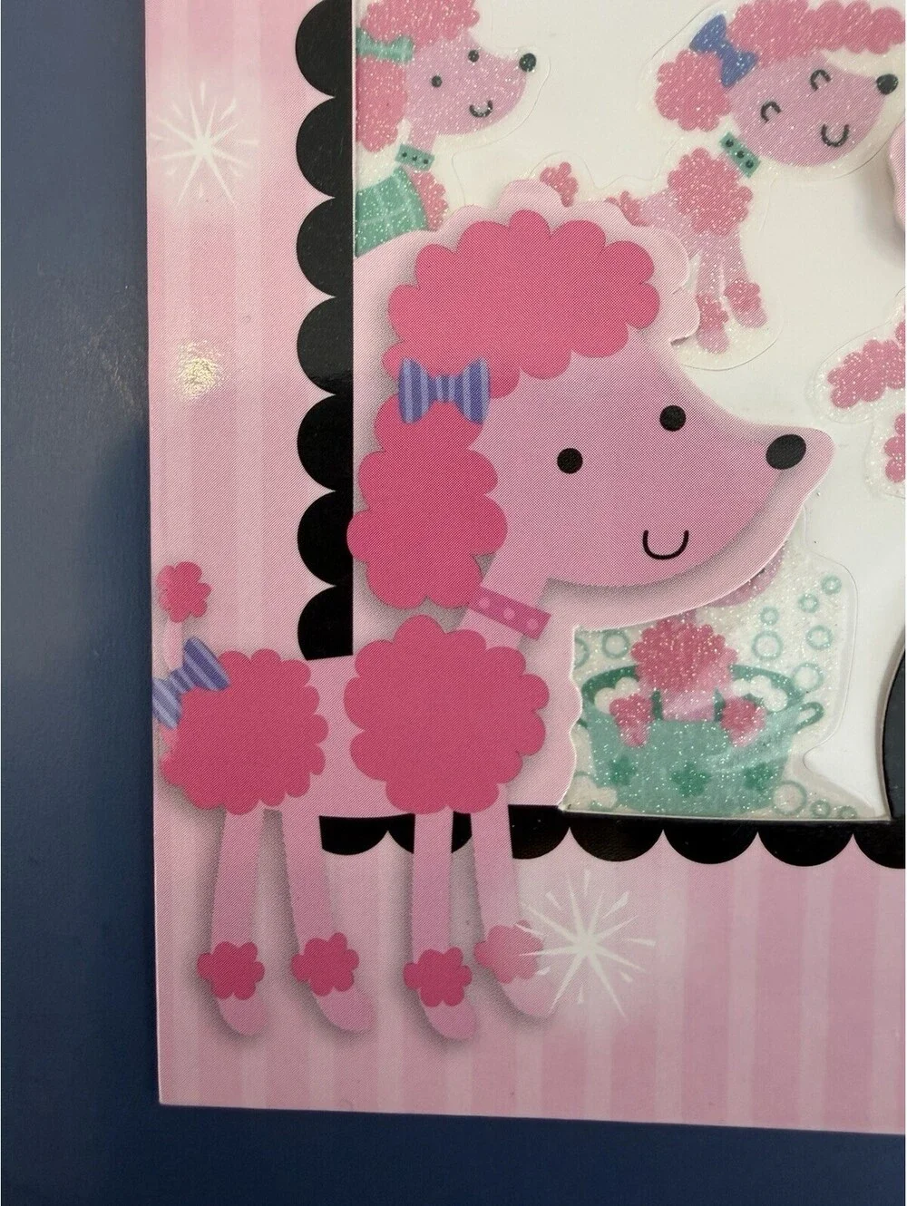 Rare Peaceable Kingdom Stickers Pink Poodle Sparkly Glitter New Sealed